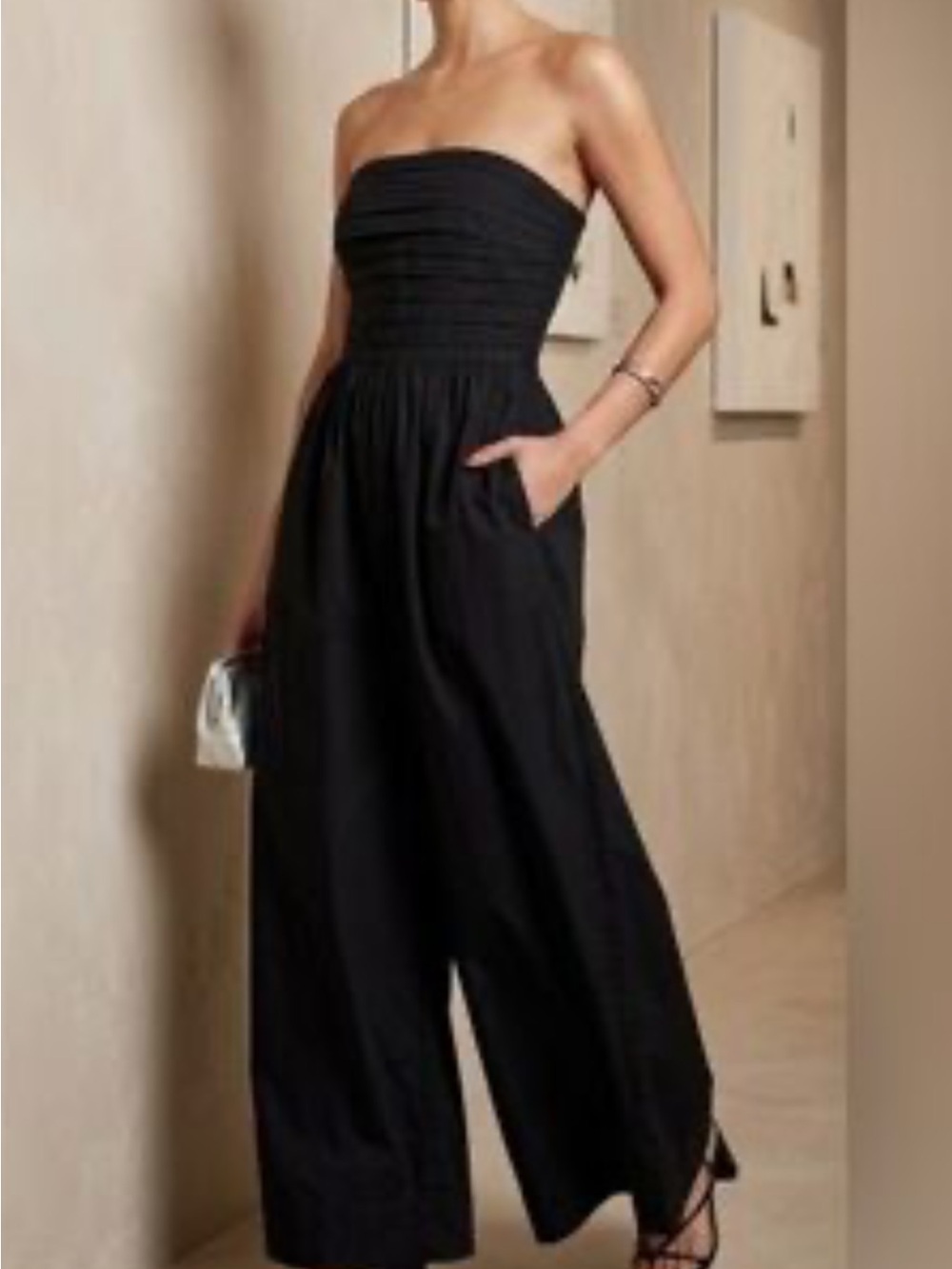 BAND OF THE FREE BLACK STRAPLESS WIDE LEG JUMPSUIT SIZE MEDIUM